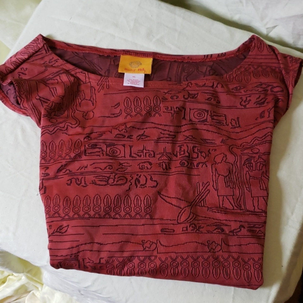 Ruby Rd. Microfiber Women Rust Print Sleeveless Shell Top - Picture 5 of 5